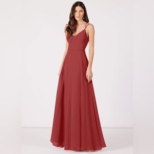 A-Line Chiffon Floor-Length Dress Rust - Azazie